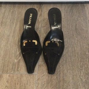 Prada Suede Pointy-toe Mules